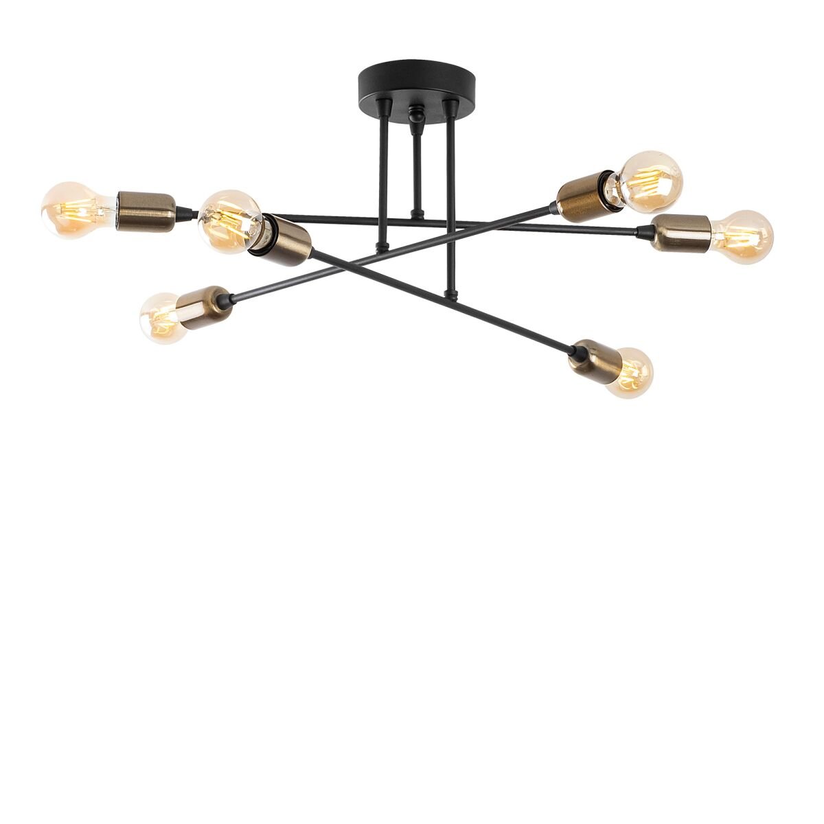 Elegantne must lühter, 66 x 66 cm, metallkere, 6 x E27 Max 40W