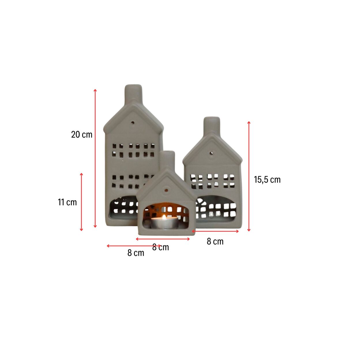 Elegantne dekoratiivobjektide komplekt (3 osa), Minki värv, 8×6,5x11cm, 8×6,5×15,5cm, 8×6,5x20cm