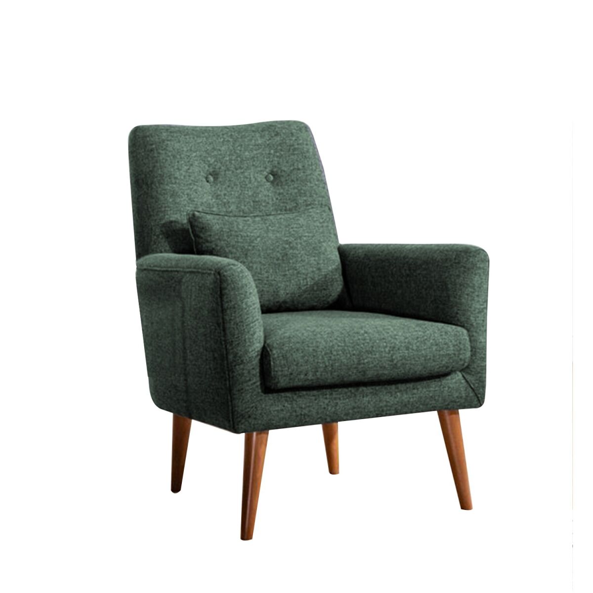 Elegant Wing Chair, Green Linen Fabric, Hornbeam Wood Frame, 72 x 66 x 97 cm