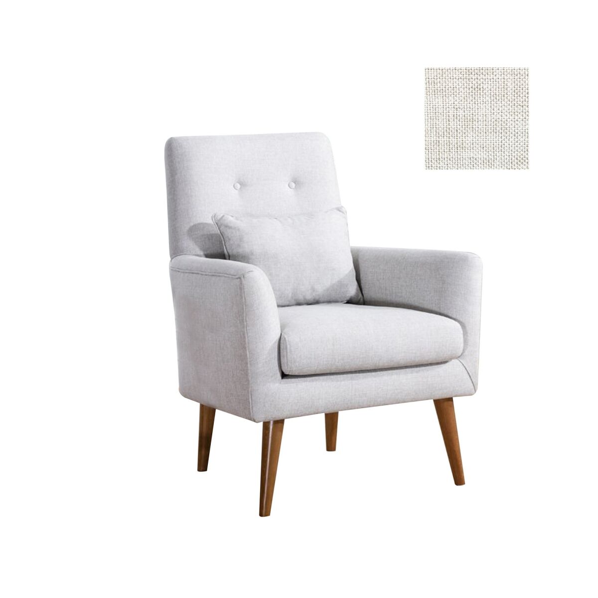 Elegant Wing Chair, Cream Linen Upholstery, Hornbeam Wood Frame, 72 x 66 x 97 cm