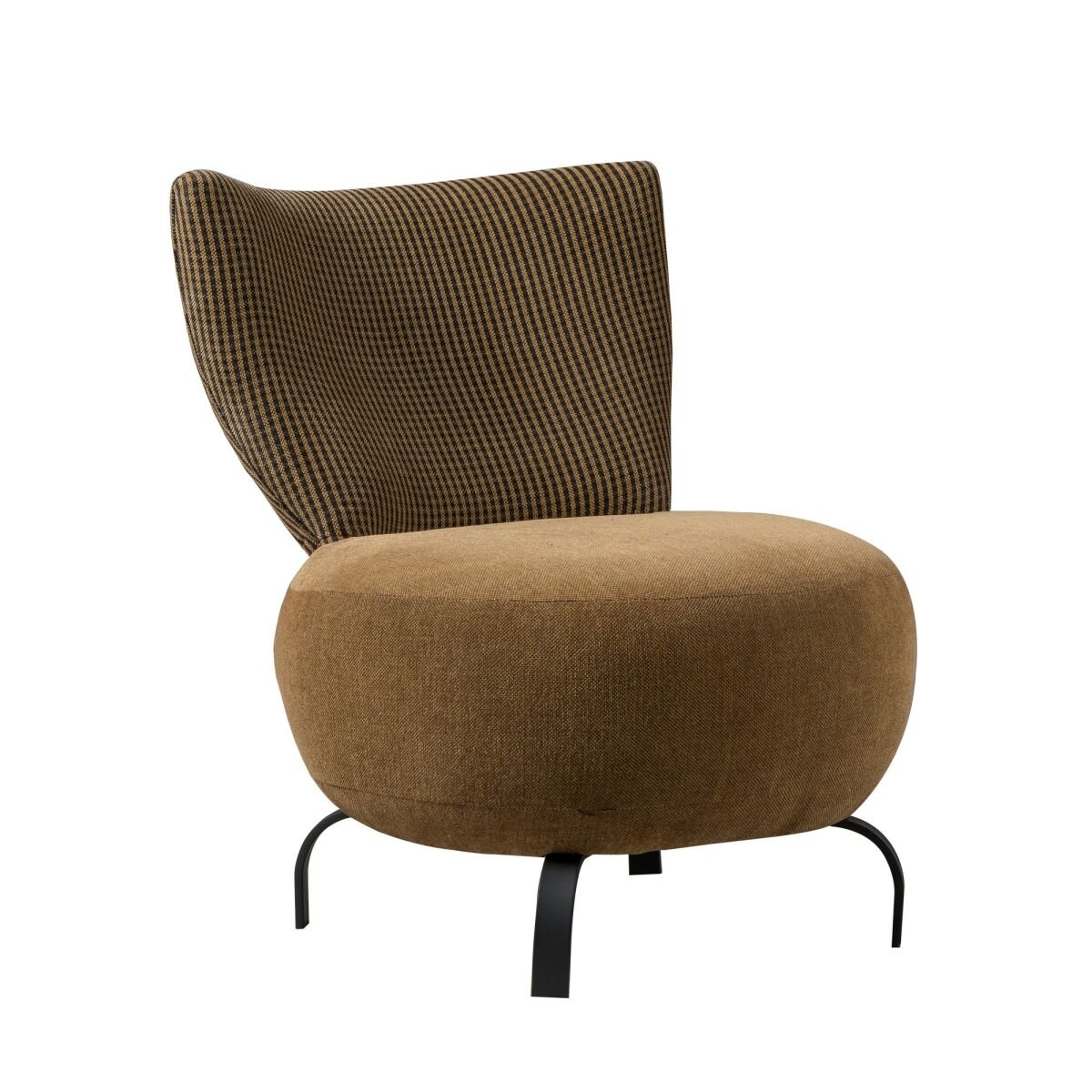 Modern Wing Chair, Mustard Chenille Fabric, Hornbeam Wood Frame, Metal Legs, 64 x 84 x 74 cm