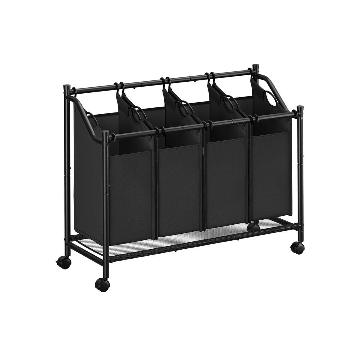 Корзина для белья на колесах 4 x 45 L черного цвета