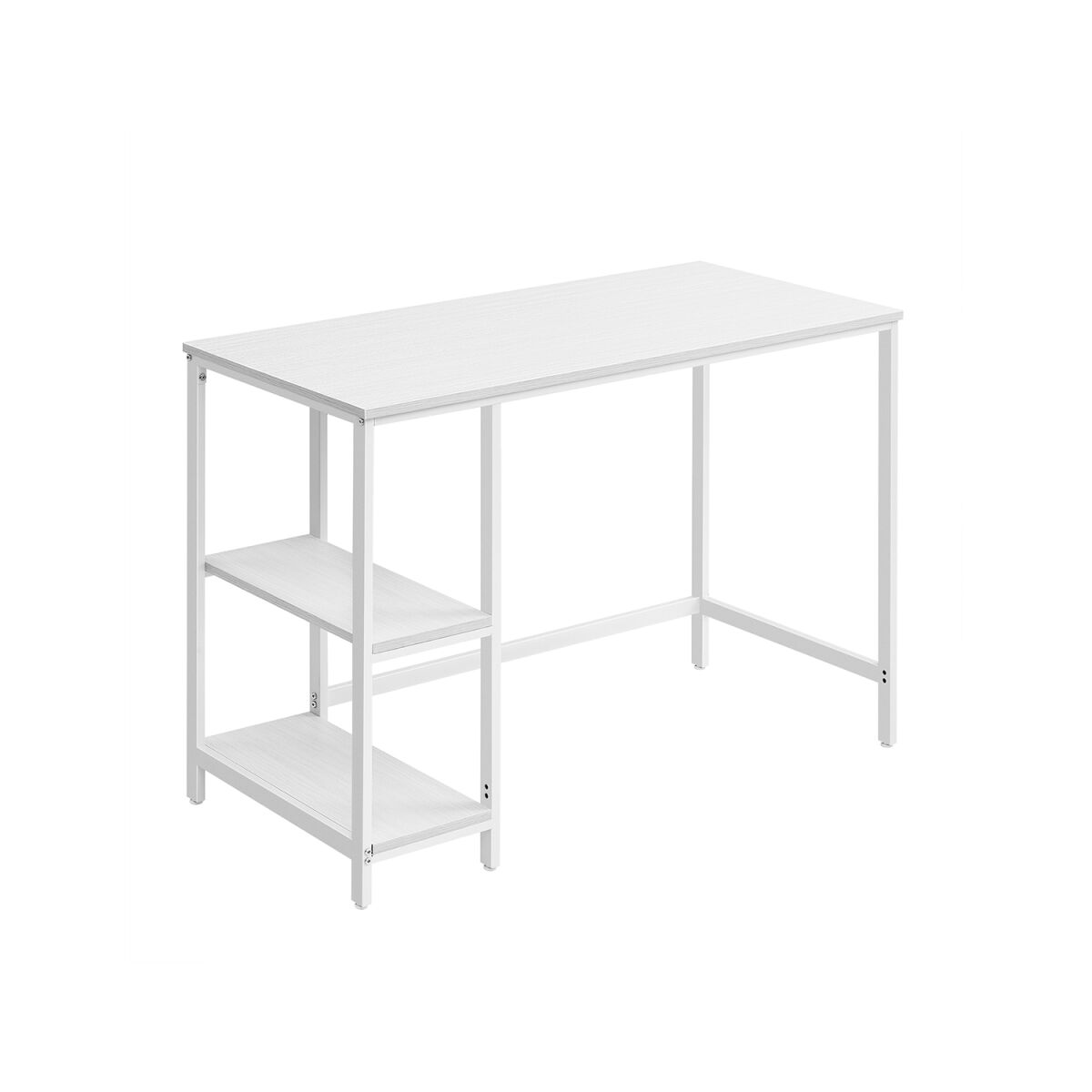 Desk with 2 Shelves and Steel Frame, Maple White