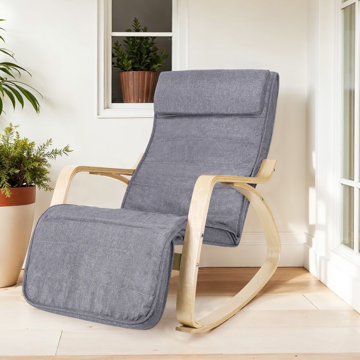 Rocking Chair with Footrest Gray