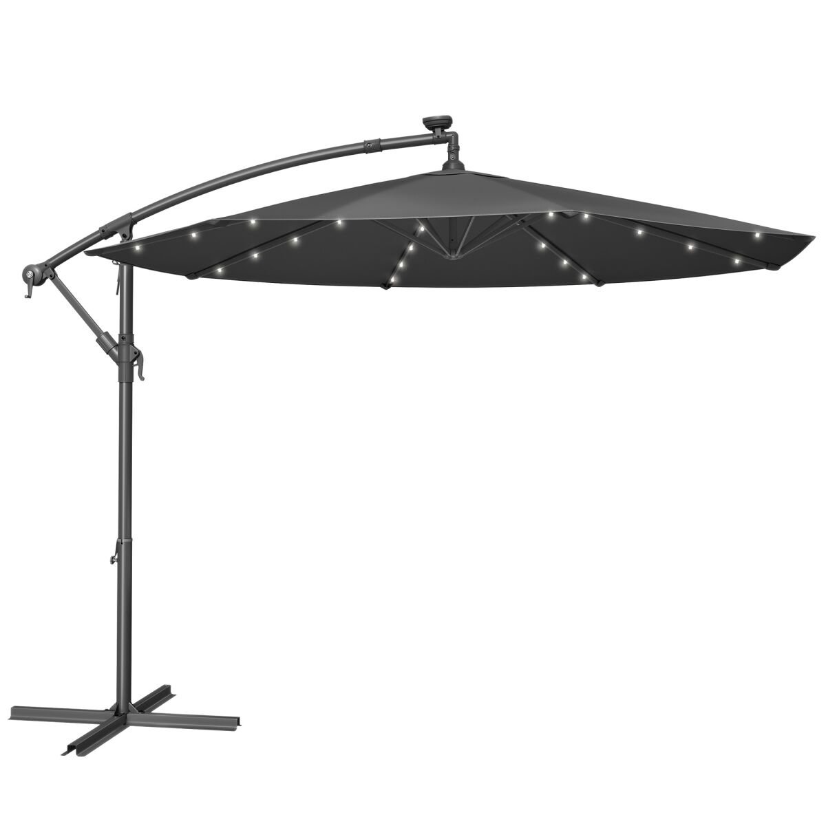Umbrella with LED Solar Lighting and Stand