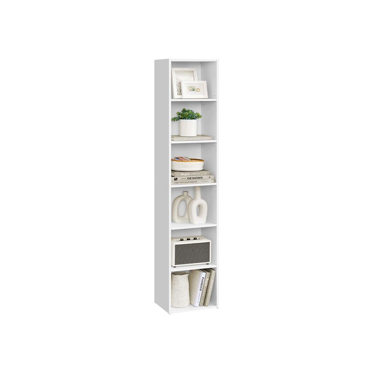 Шкаф для книг с 6 открытыми полками 24 x 30.2 x 160.7 см цвет белый облачный