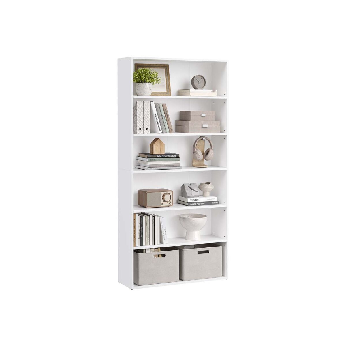 Книжный стеллаж с 6 открытыми секциями 24 x 80 x 160,7 см Облачный белый