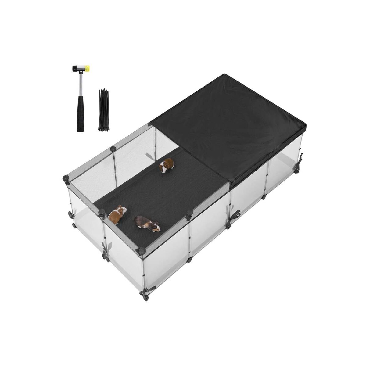 Väikeloomade Aedik Plastpaneelid 144 x 74 x 47 cm Pilvevalge