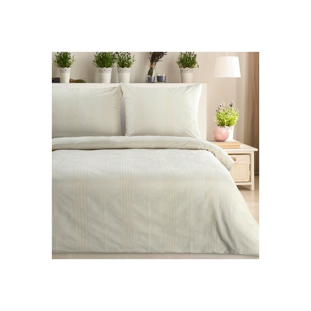 Cotton Bedding Set Reina Cream 220 x 200 cm