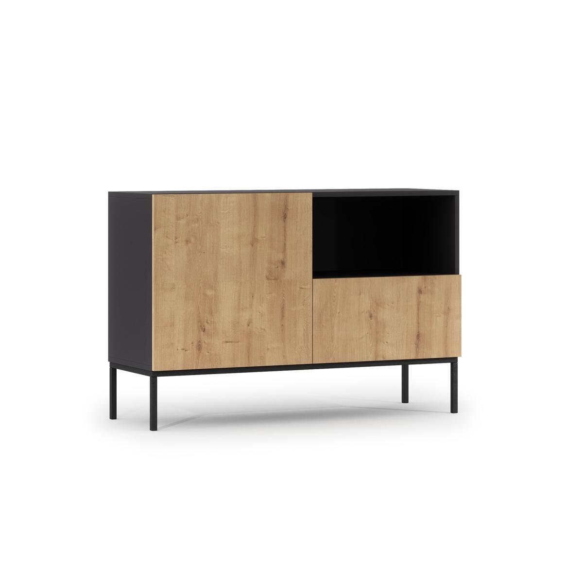 Kummut Lanzzi 120 Chest of drawers Black Matt/Artisan Oak