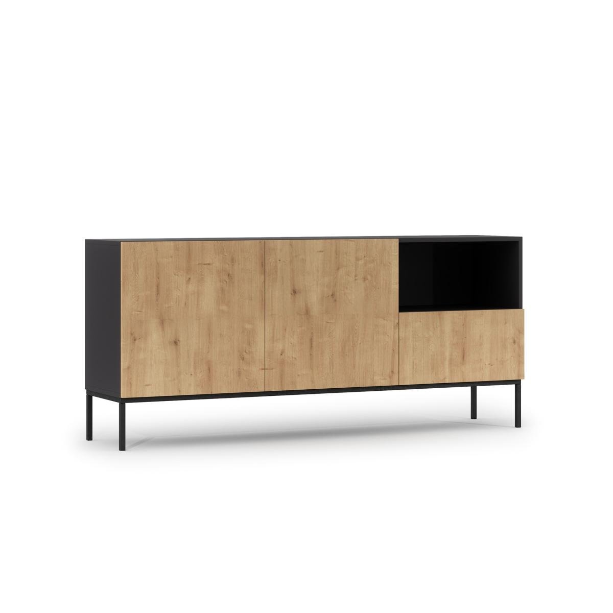 Kummut Lanzzi 180 Chest of drawers Black Matt/Artisan Oak