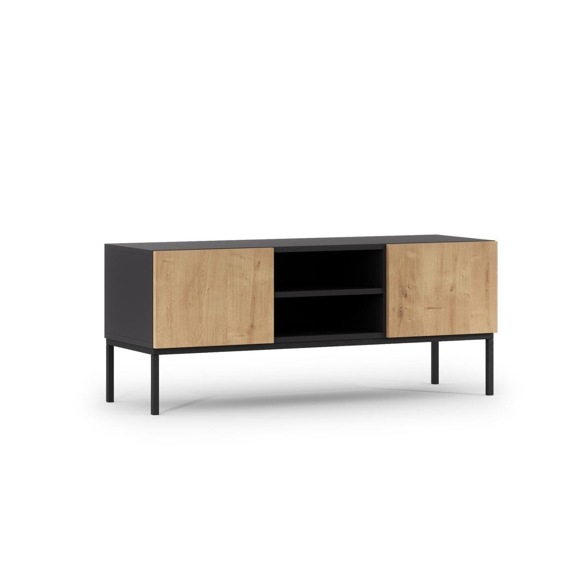 TV-alus Lanzzi 120 Media cabinet Black Matt/Artisan Oak