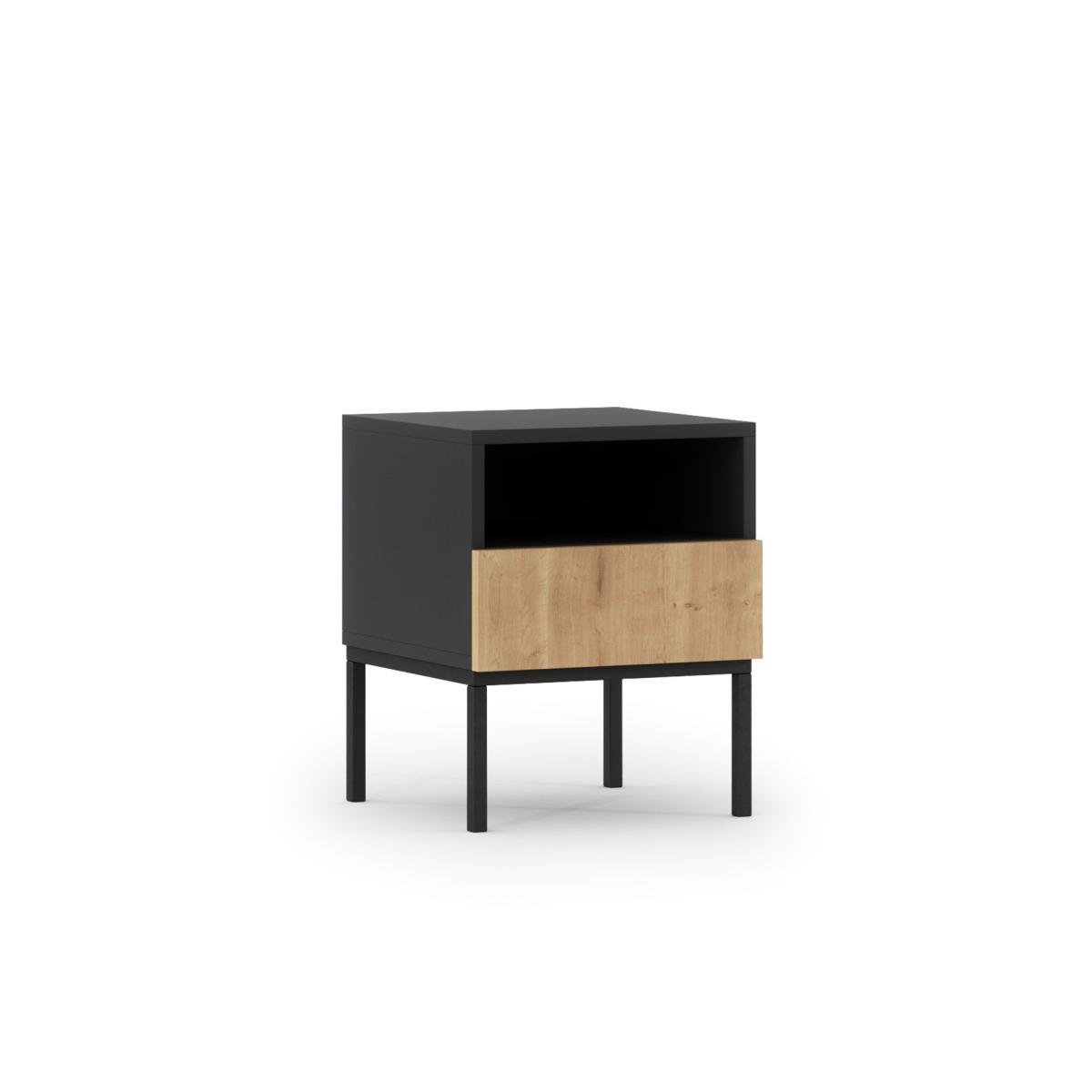 Öökapp Lanzzi 40 Bedside table Black Matt/Artisan Oak