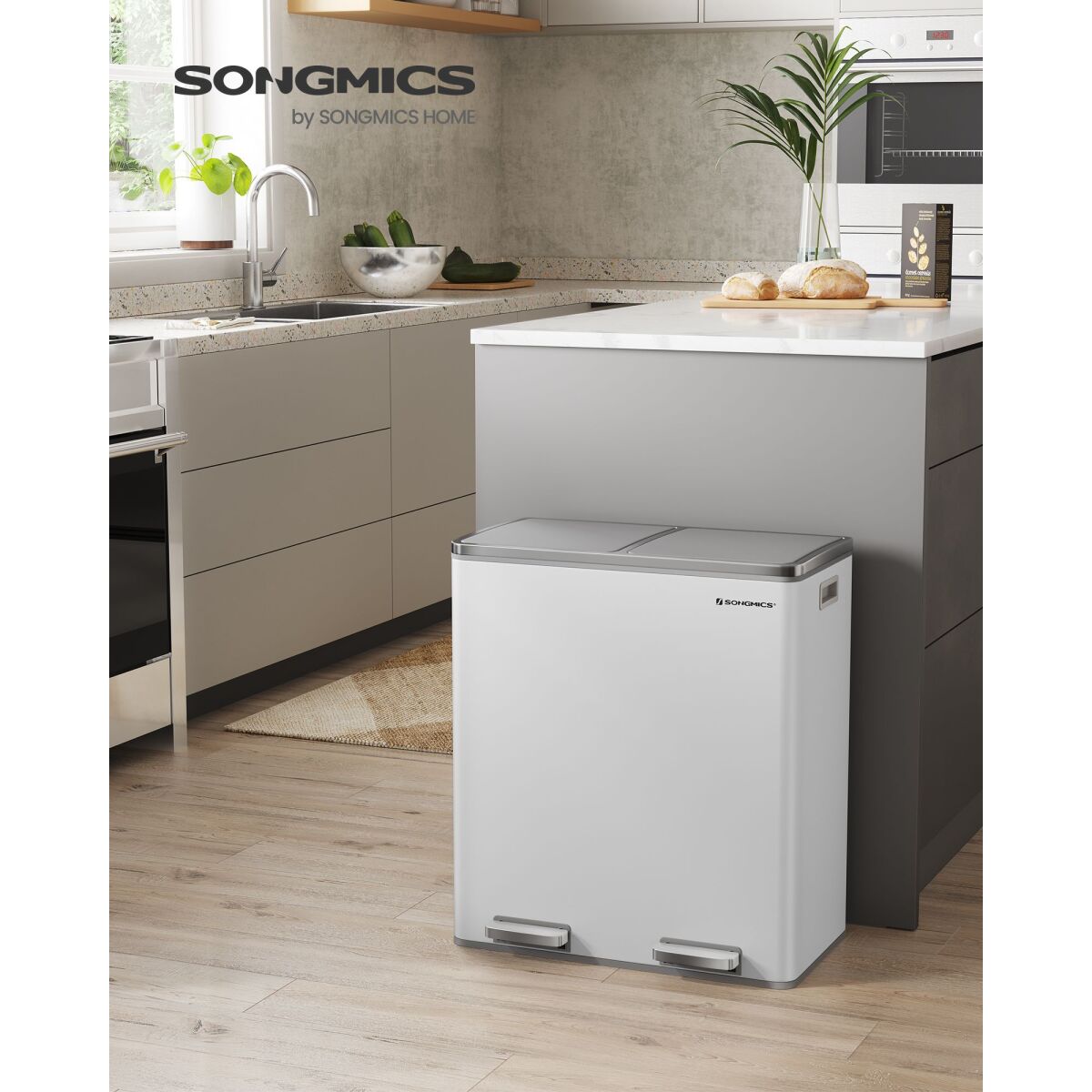 Kaheosaline Pedaaliga Prügikast