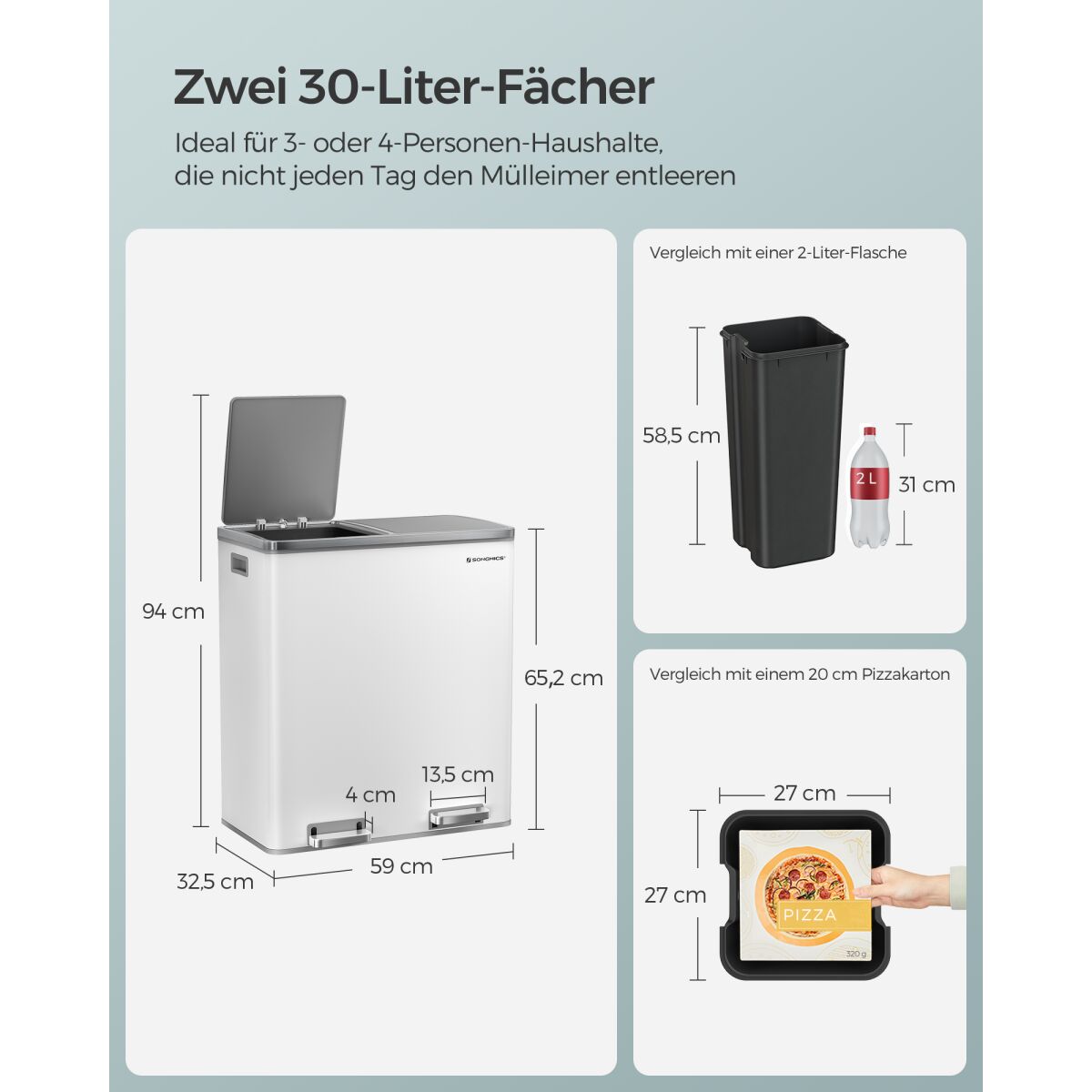 Kaheosaline Pedaaliga Prügikast