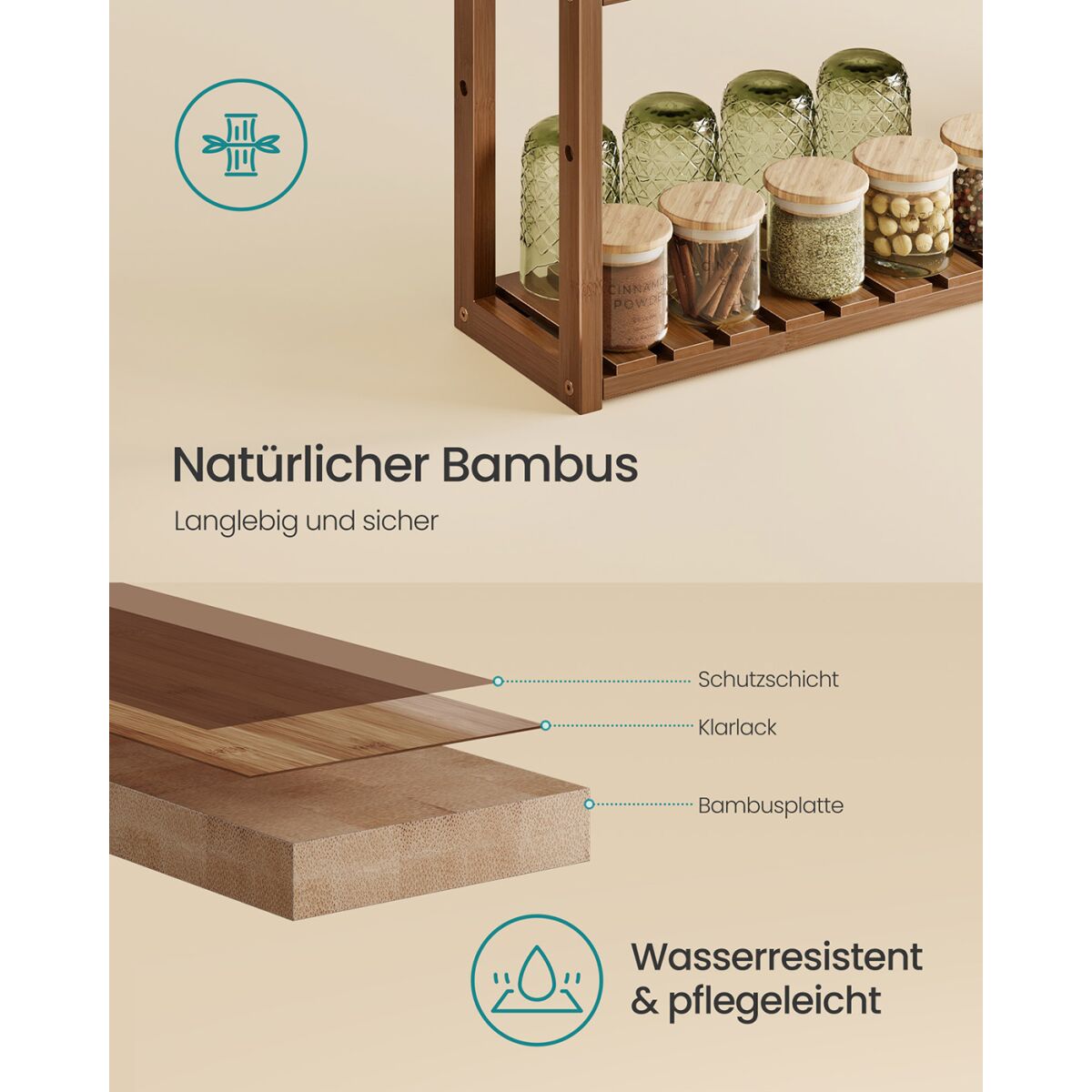 Vannitoariiul kolme reguleeritava riiuliga, 15 x 60 x 54 cm, kohvipruun