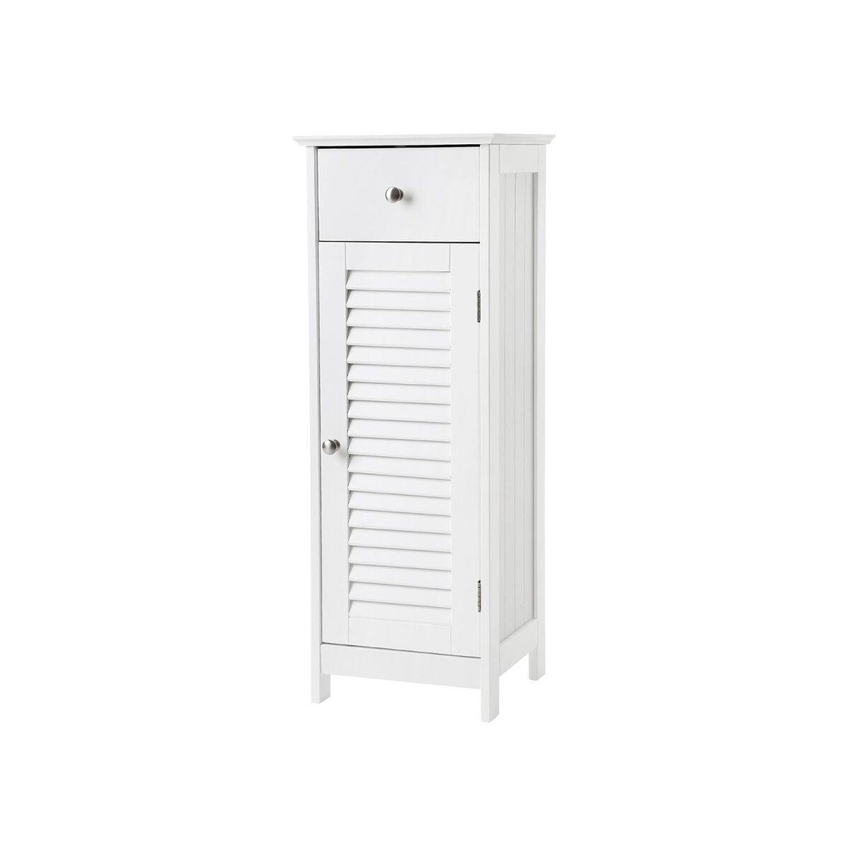 Narrow Bathroom Cabinet with Louvered Door