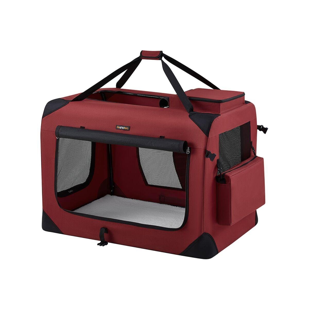 Extra-Large Dog Crate in Berry Red Oxford Fabric with Handles