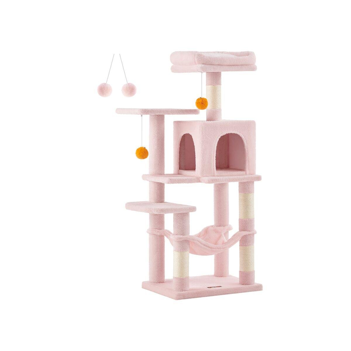 Multi-Level Cat House with 2 Platforms in Pastel Pink