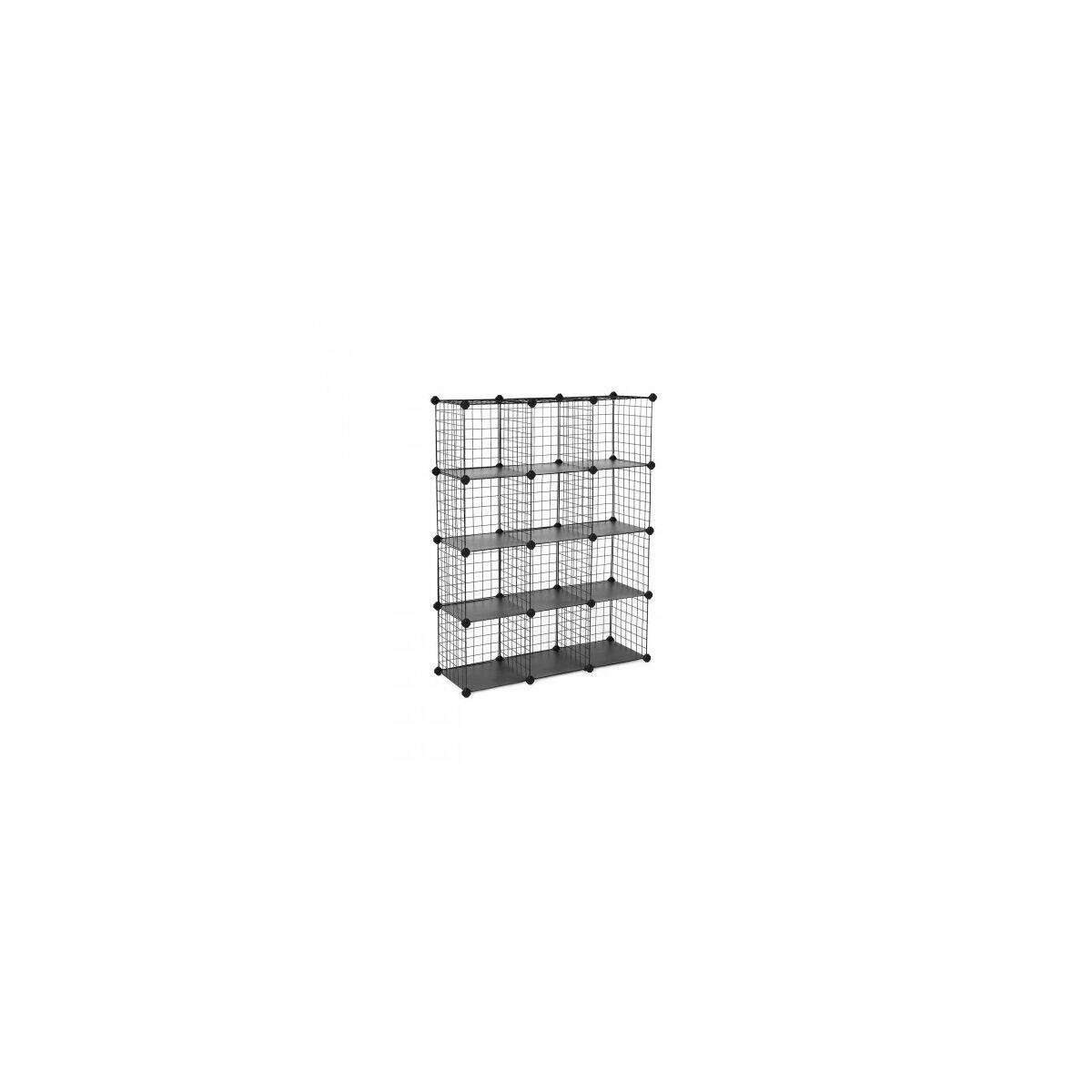 Modular Grid Cube Shelving System with 12 Cubes