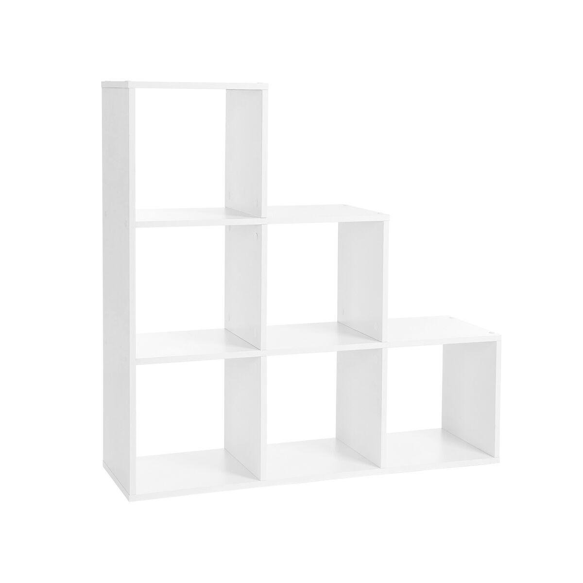 “Staircase Shelf with 6 Open Compartments in White”