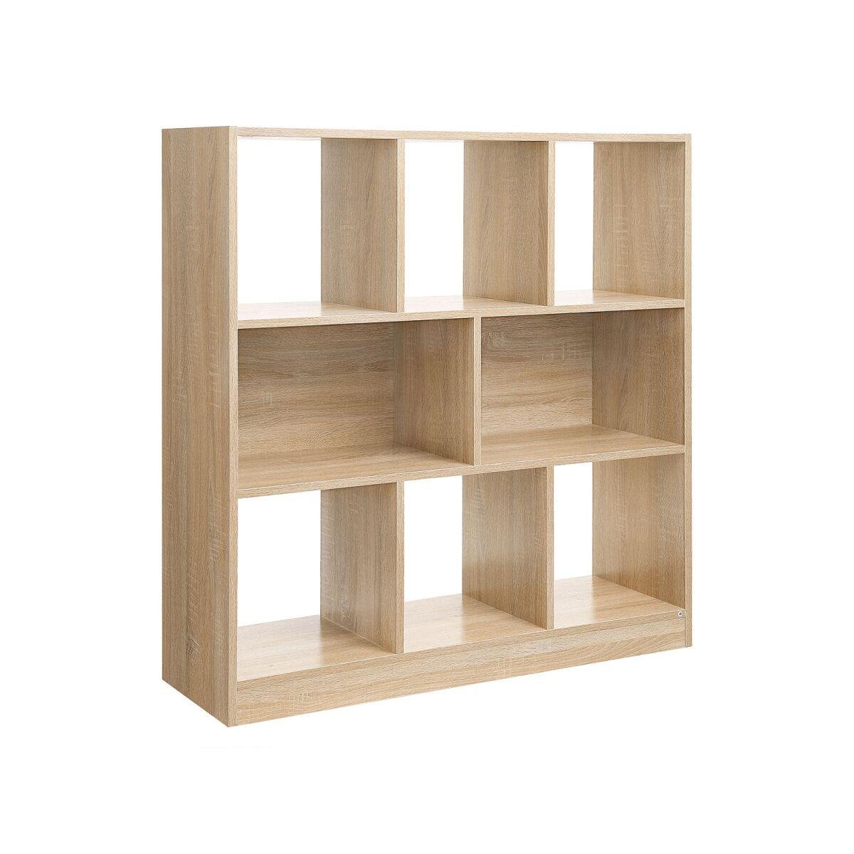 Wood Look Bookcase with 8 Compartments