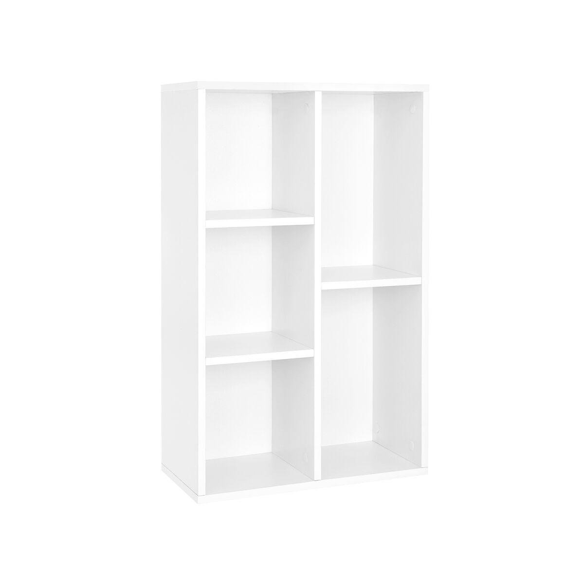 Five-Shelf White Bookcase