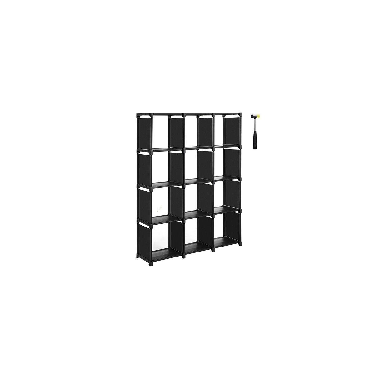 12-Cube Black Plastic Shelving Unit