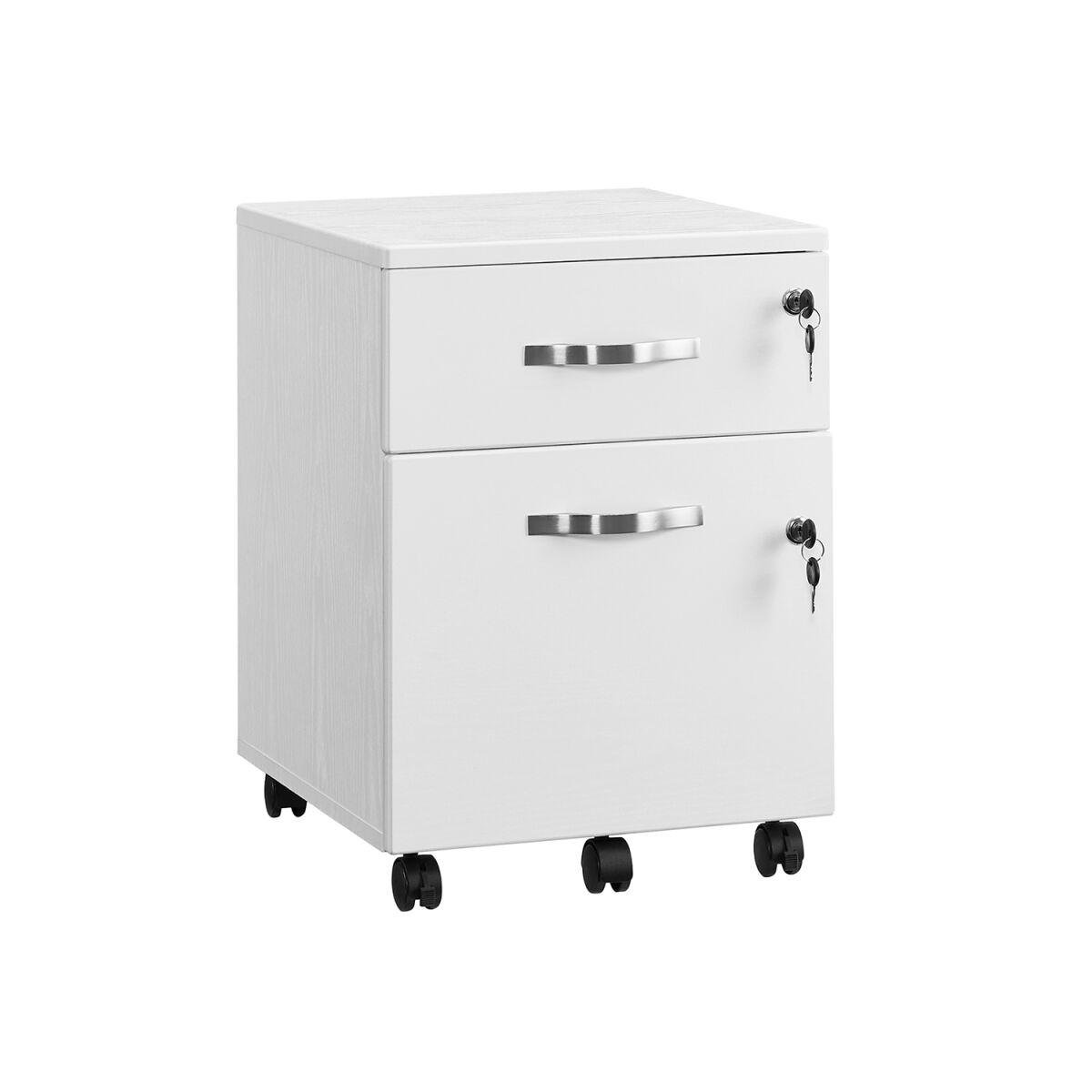 Mobile File Cabinet with Dual Locks, White