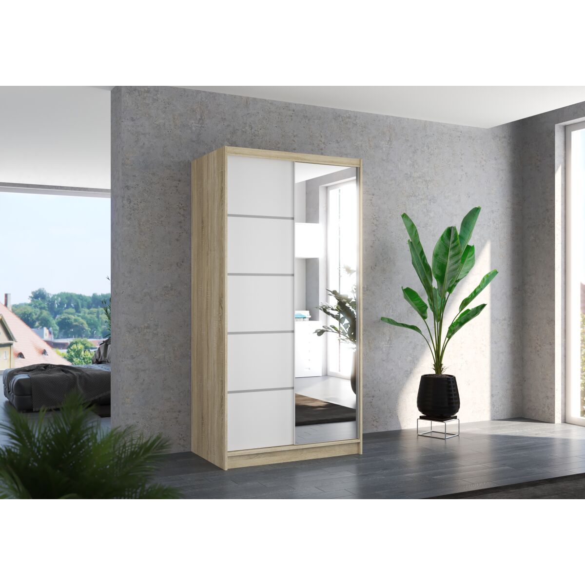 Liugustega peegelgarderoob ORLANDO 100