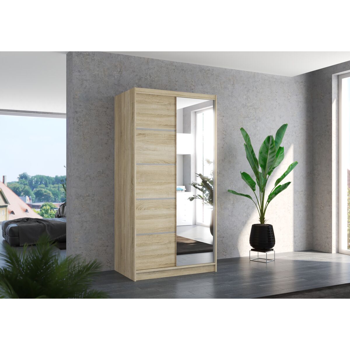 Liugustega peegelgarderoob ORLANDO 100