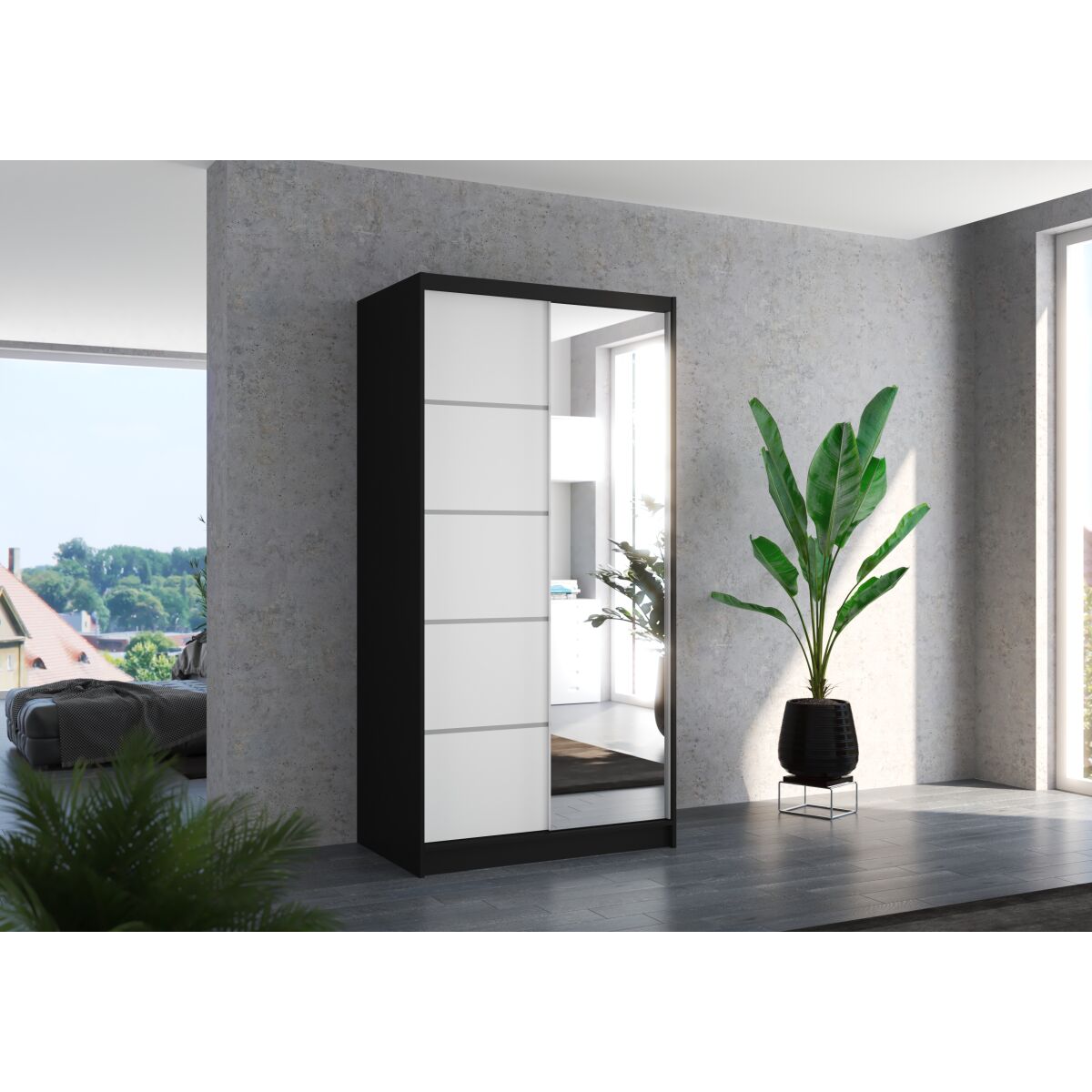 Liugustega peegelgarderoob ORLANDO 100