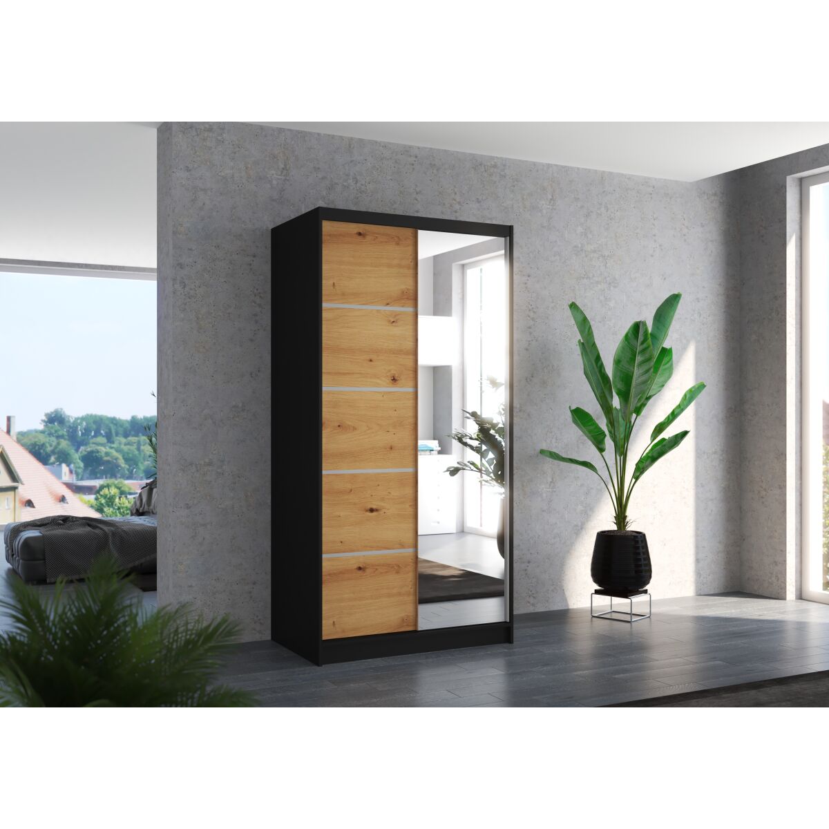 Liugustega peegelgarderoob ORLANDO 100