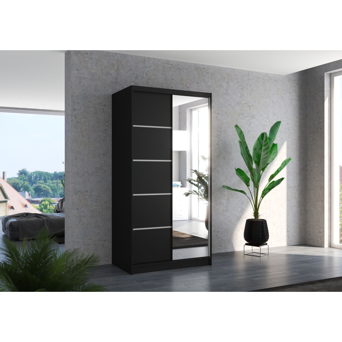Liugustega peegelgarderoob ORLANDO 100