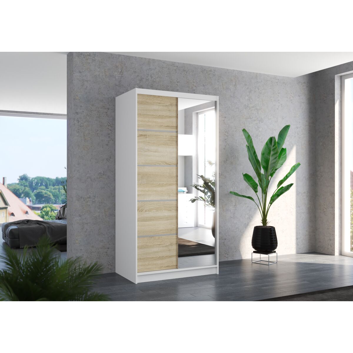 Liugustega peegelgarderoob ORLANDO 100