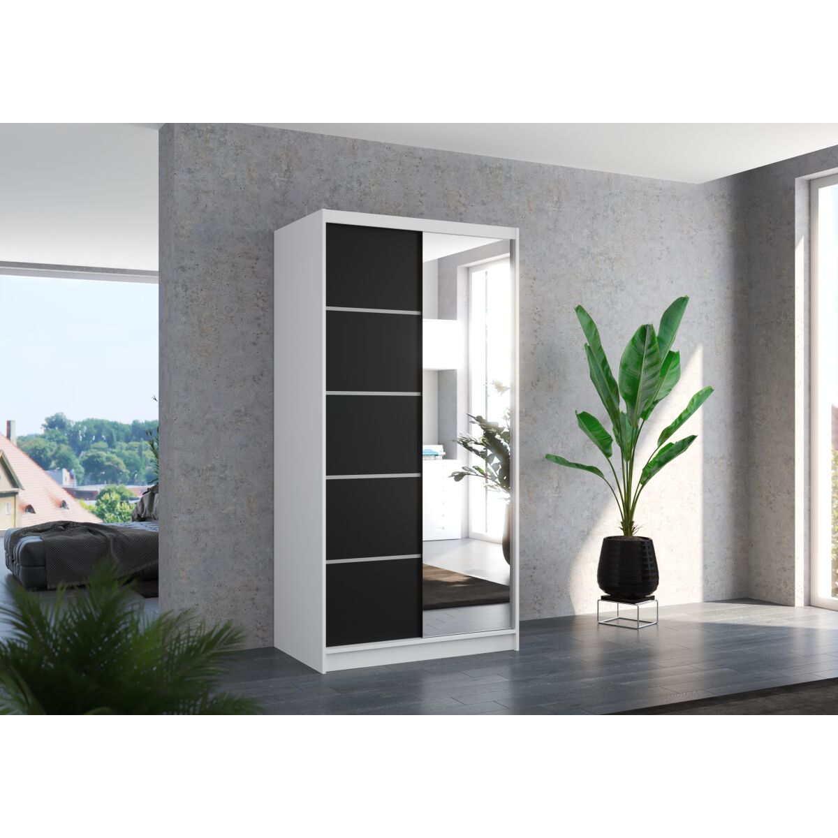 Liugustega peegelgarderoob ORLANDO 100