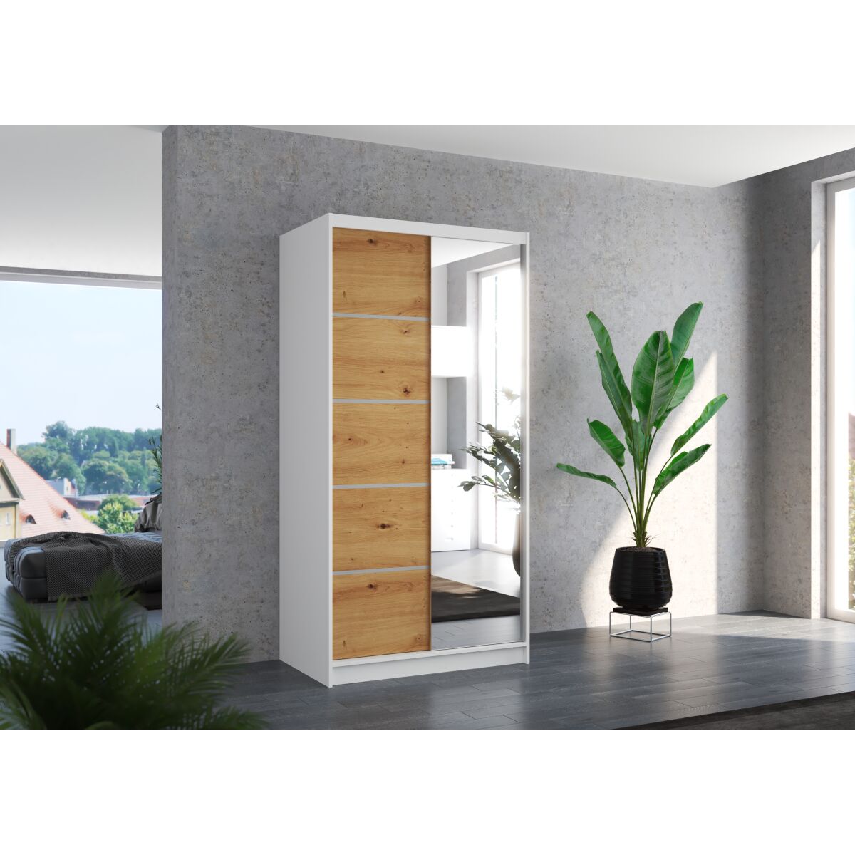 Liugustega peegelgarderoob ORLANDO 100