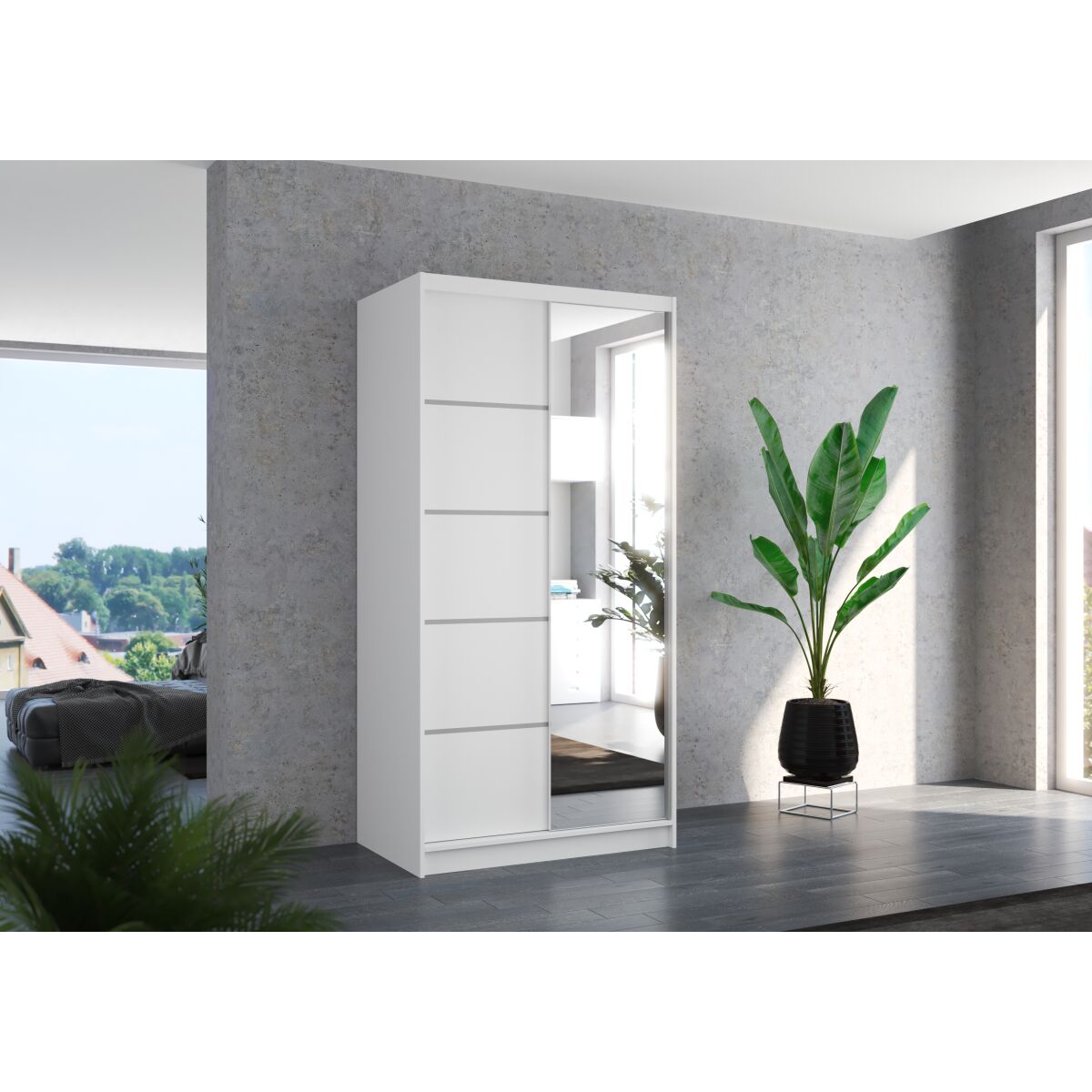 Liugustega peegelgarderoob ORLANDO 100