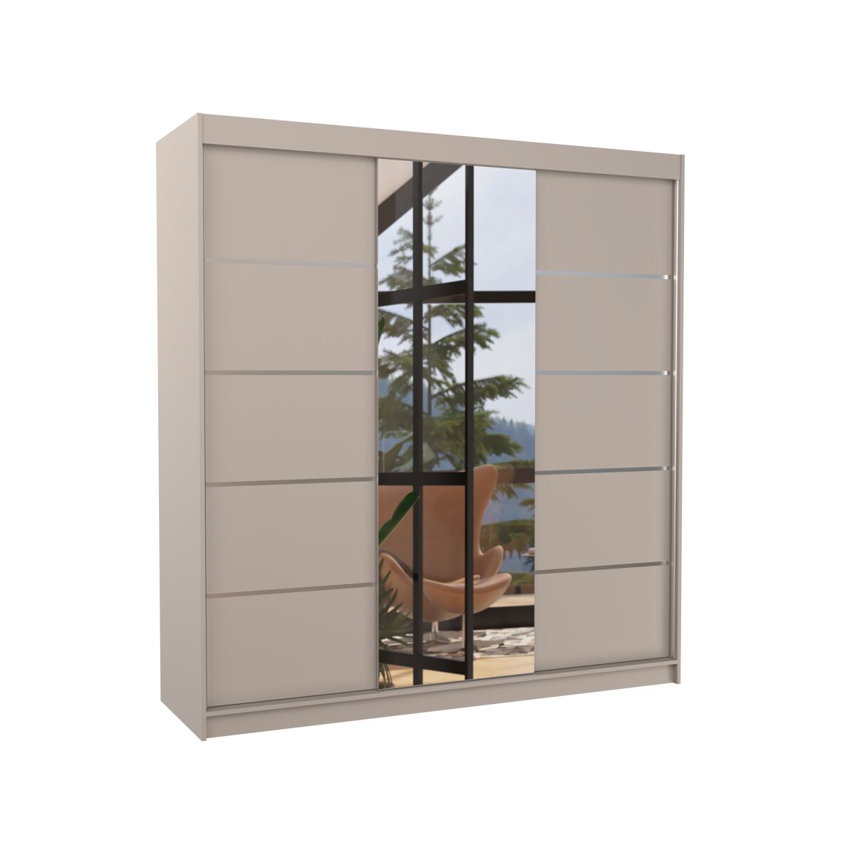 Liugustega peegliga riidekapp BERGEN 200