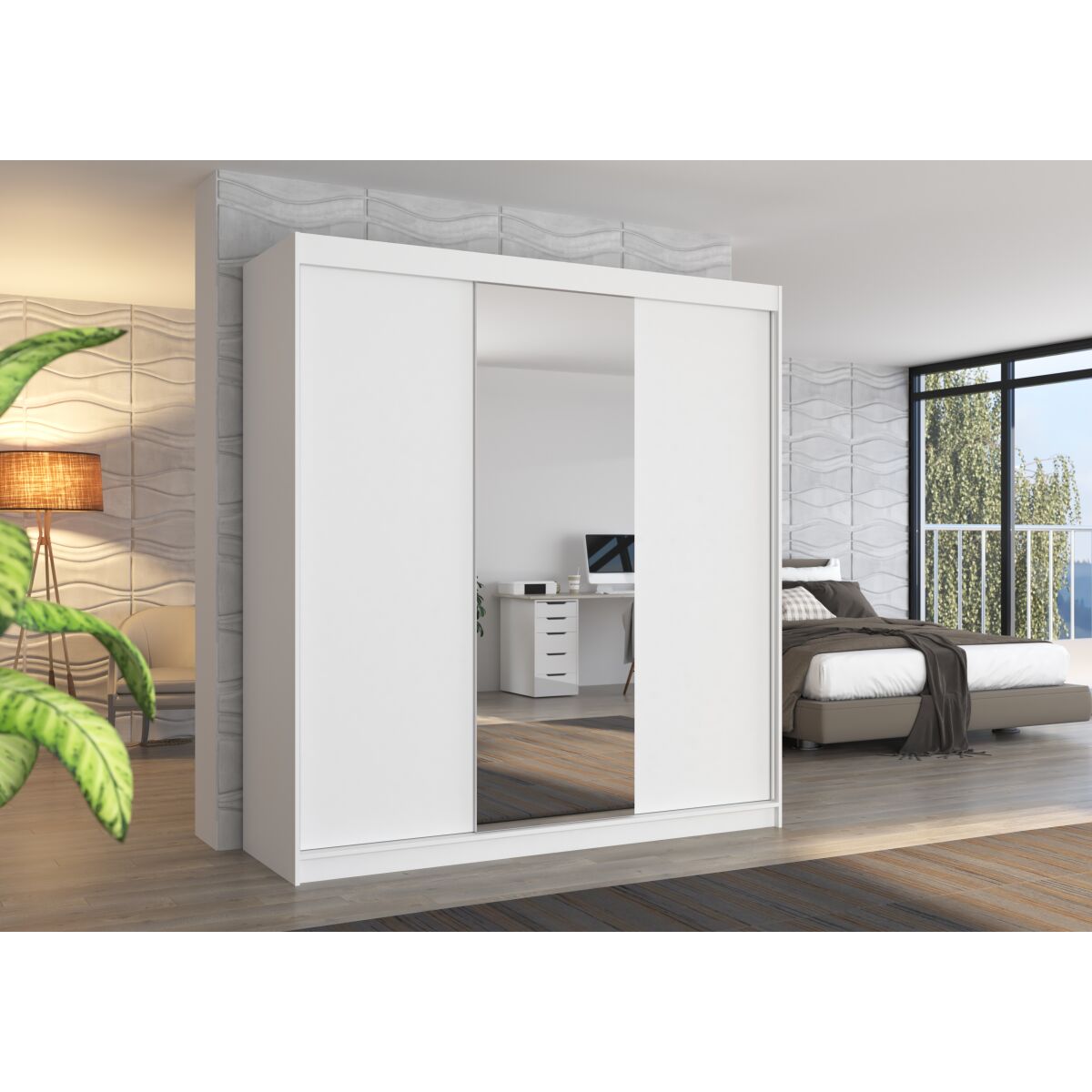 Liugustega riidekapp peegliga SANTIAGO 200