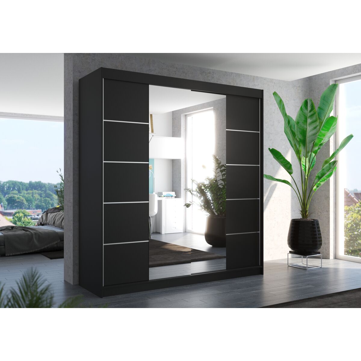 Liugustega riidekapp peegliga DALMATIA 200