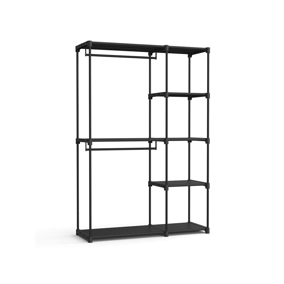 Open Wardrobe with Hanging Rails 43 x 124 x 182 cm Black