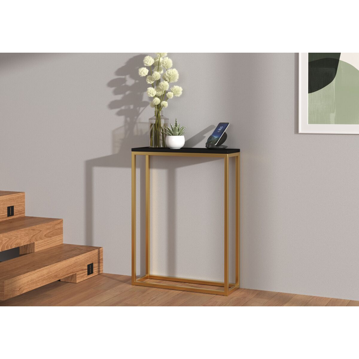 LUCAS konsoollaud modernse metallraamiga – Gold + Black