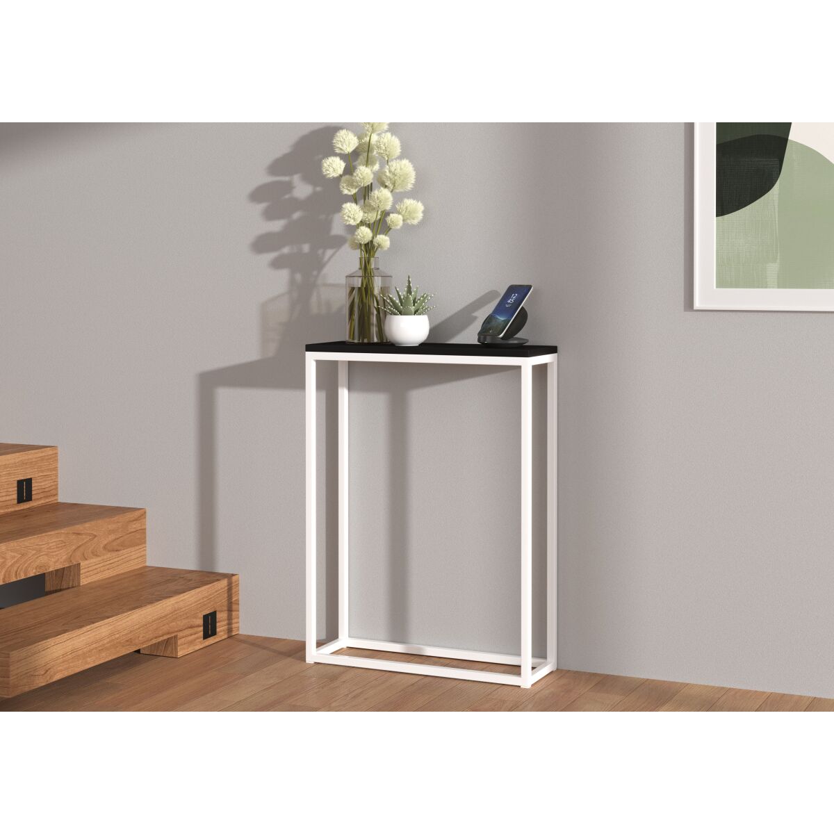 LUCAS konsoollaud modernse metallraamiga – White + Black