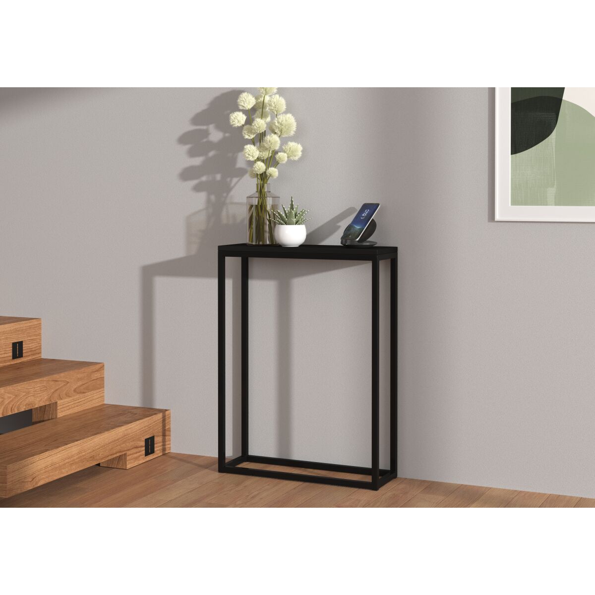 LUCAS konsoollaud modernse metallraamiga – Black + Black