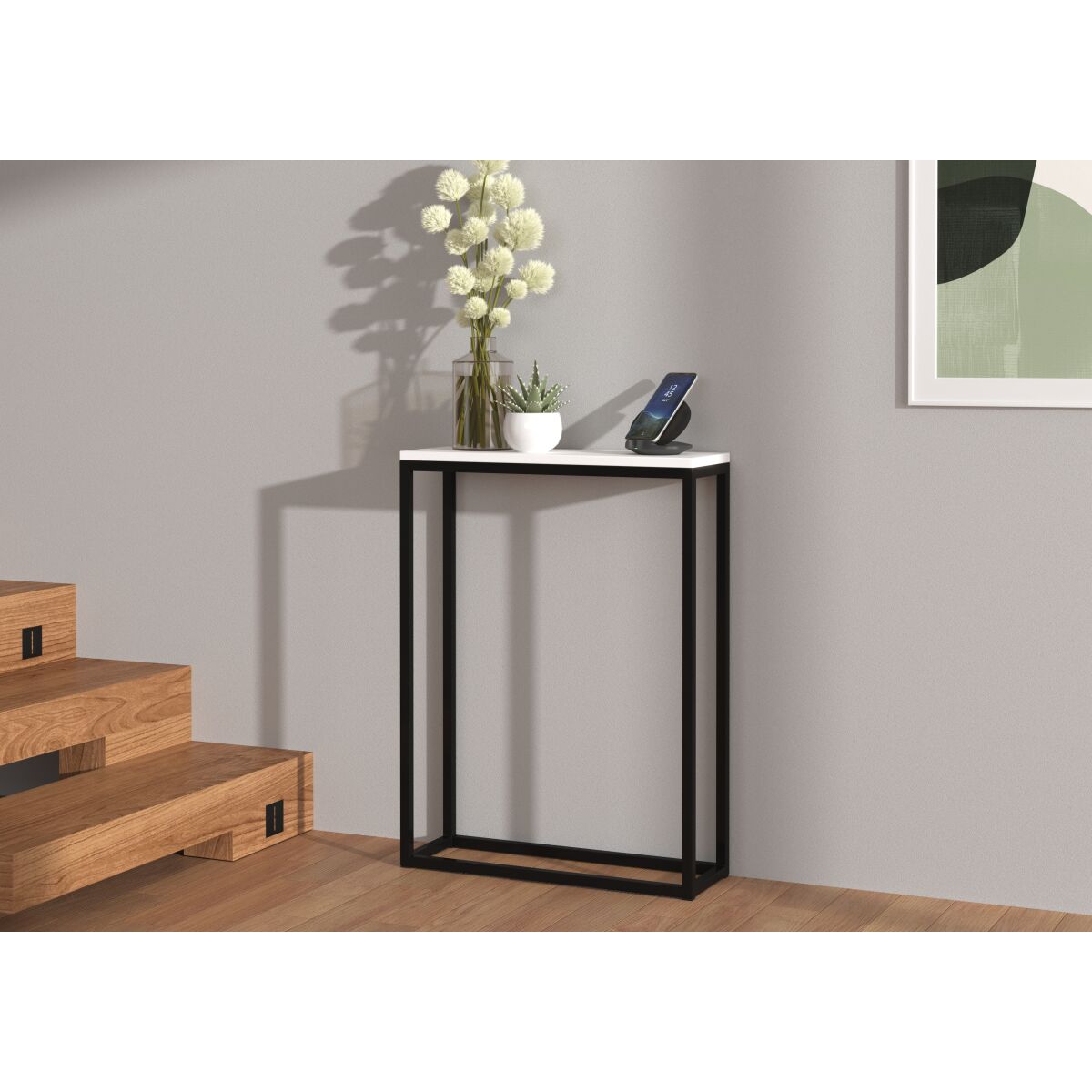LUCAS konsoollaud modernse metallraamiga – Black + White