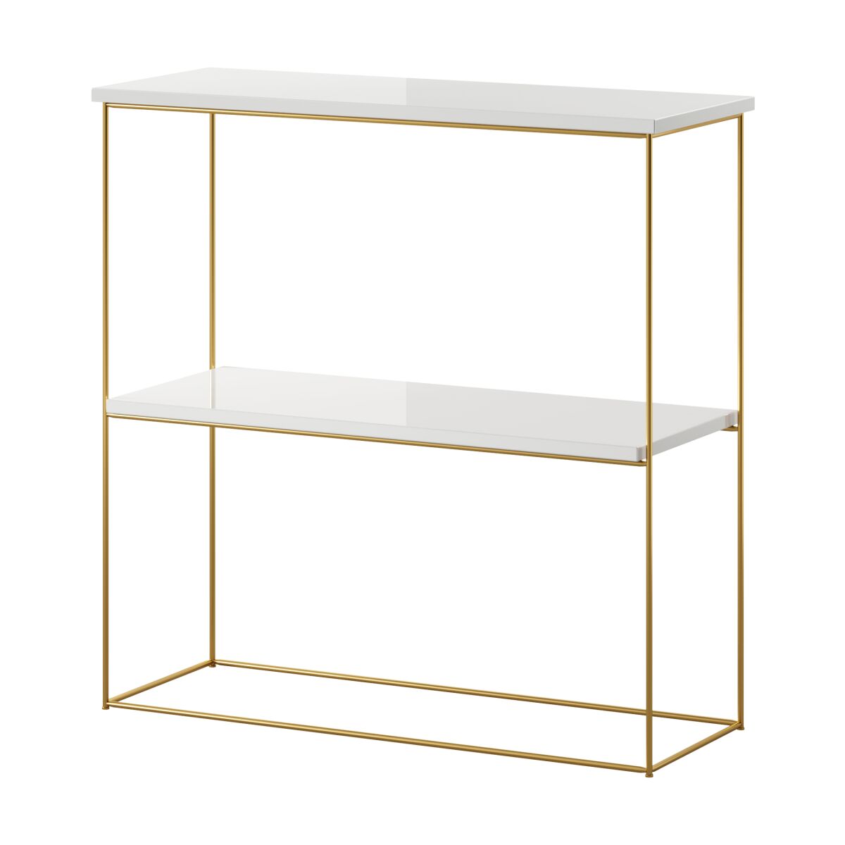 Moodne konsoollaud Toni traatjalgadega – Gold + White Shine