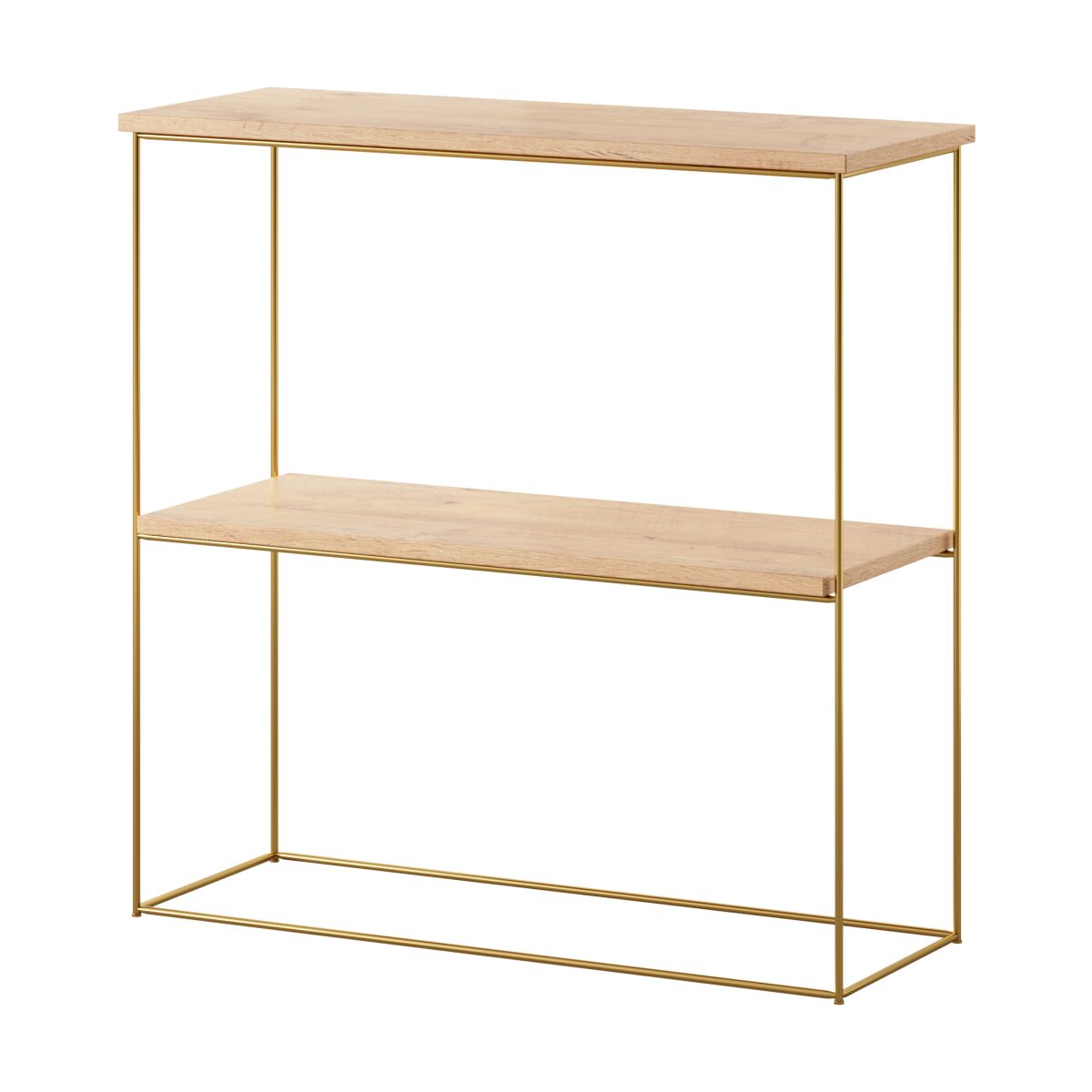 Moodne konsoollaud Toni traatjalgadega – Gold + Lancelot oak