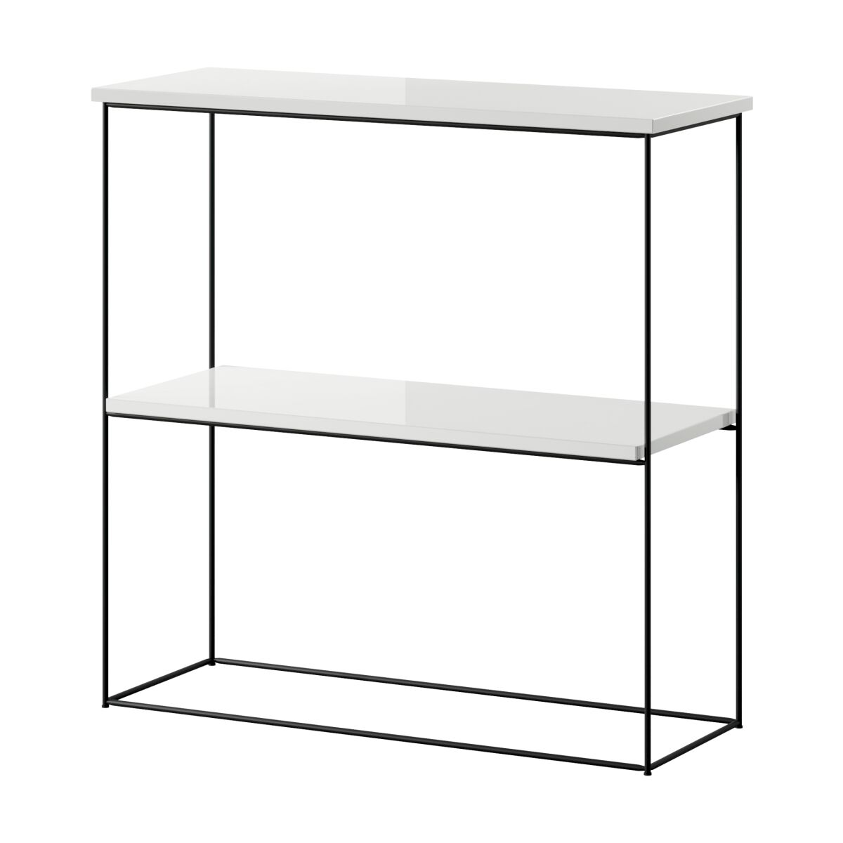 Moodne konsoollaud Toni traatjalgadega – Black + White Shine