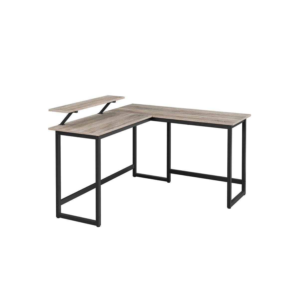 L-Shaped Computer Desk in Greige-Black